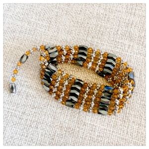 Glass and Silver Beaded Magnetic Wrap Bracelet